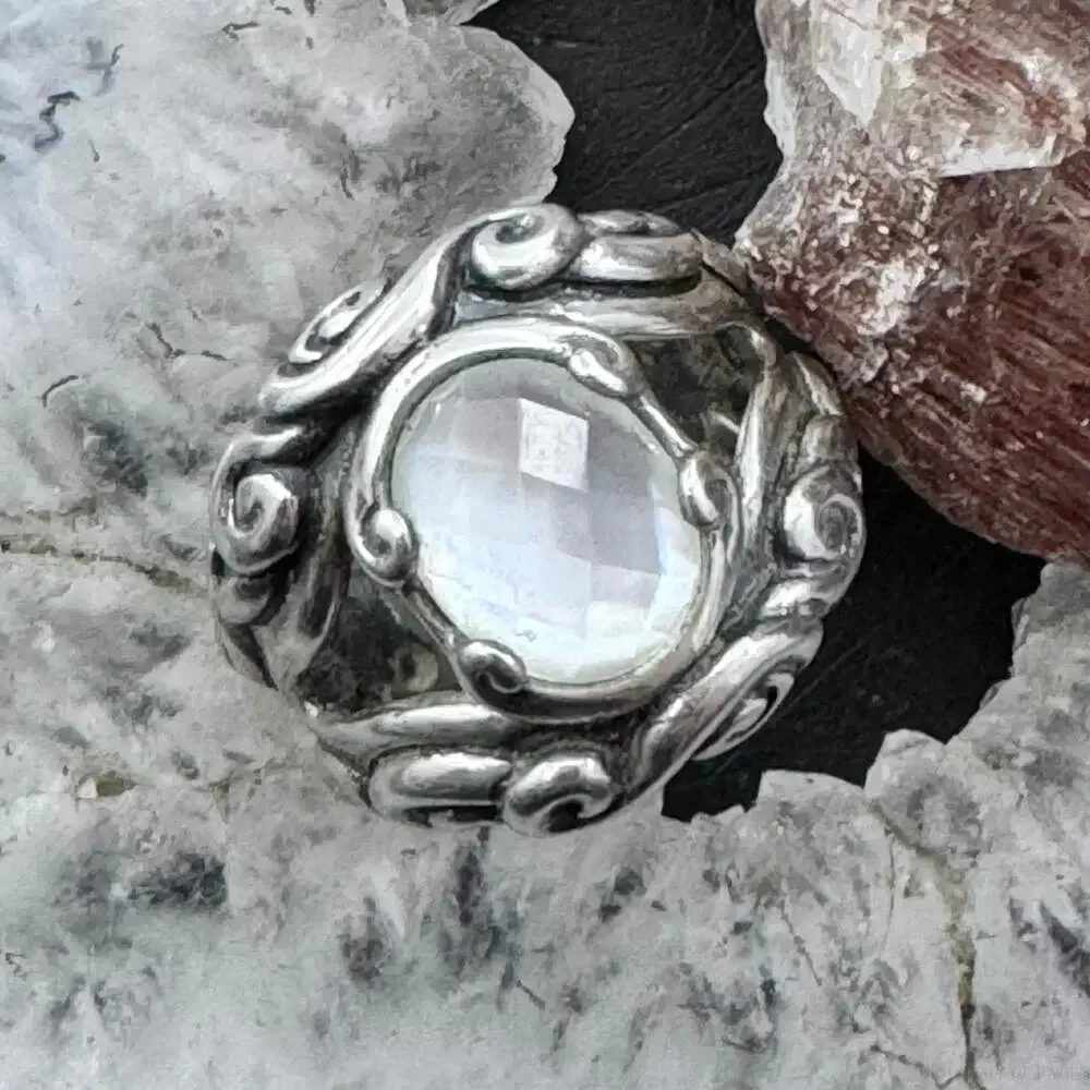 Carolyn Pollack Sterling Oval Moonstone/Clear Quartz Doublet Ring Sz 5 For Women